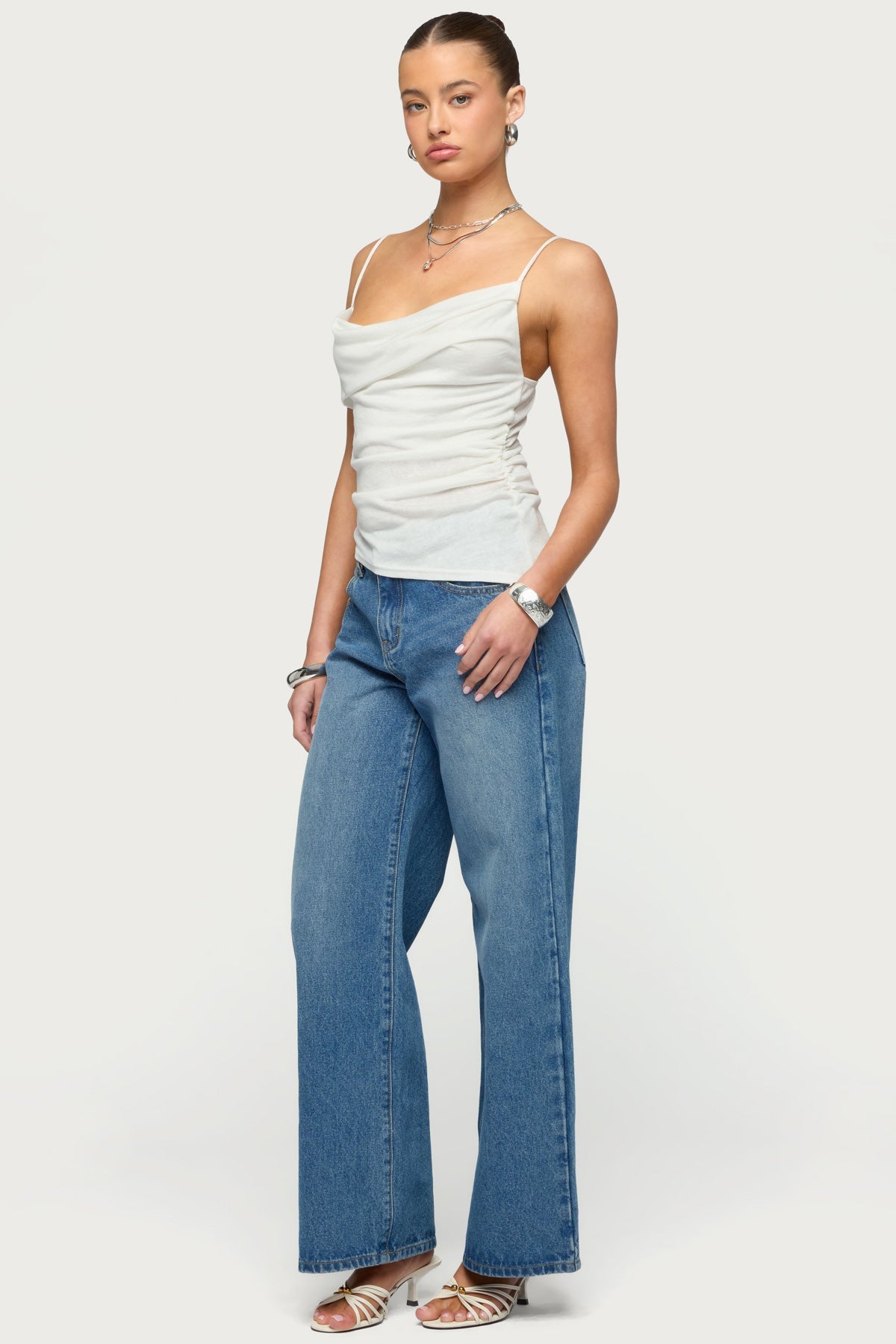 Asymmetric Cowl Neck Tank Top