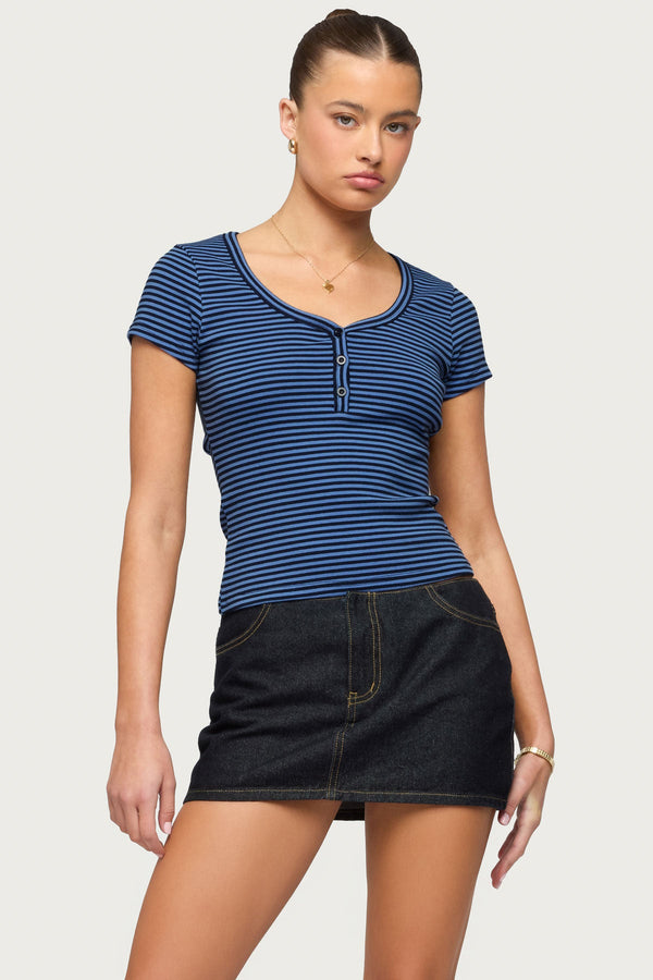 Kady Striped Henley T Shirt