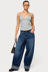 Layered Contrast Striped Tank Top