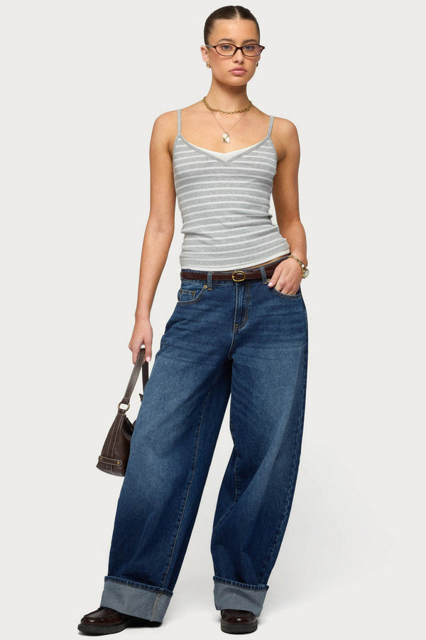 Layered Contrast Striped Tank Top