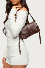 Stud & Buckle Faux Leather Bag