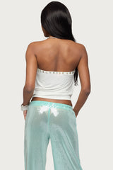 Giana Iridescent Strapless Cowl Neck Top