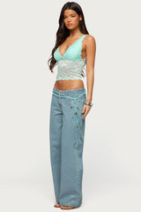 Vanya Sheer Lace V Neck Top