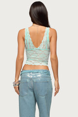 Vanya Sheer Lace V Neck Top