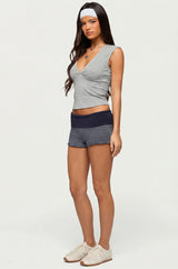 Nour Contrast Striped Foldover Shorts