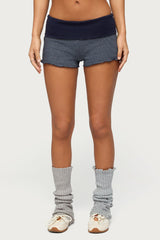 Nour Contrast Striped Foldover Shorts