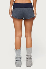 Nour Contrast Striped Foldover Shorts