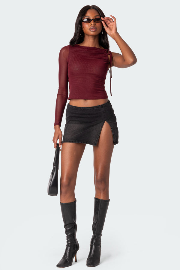 Jupiter One Shoulder Mesh Top