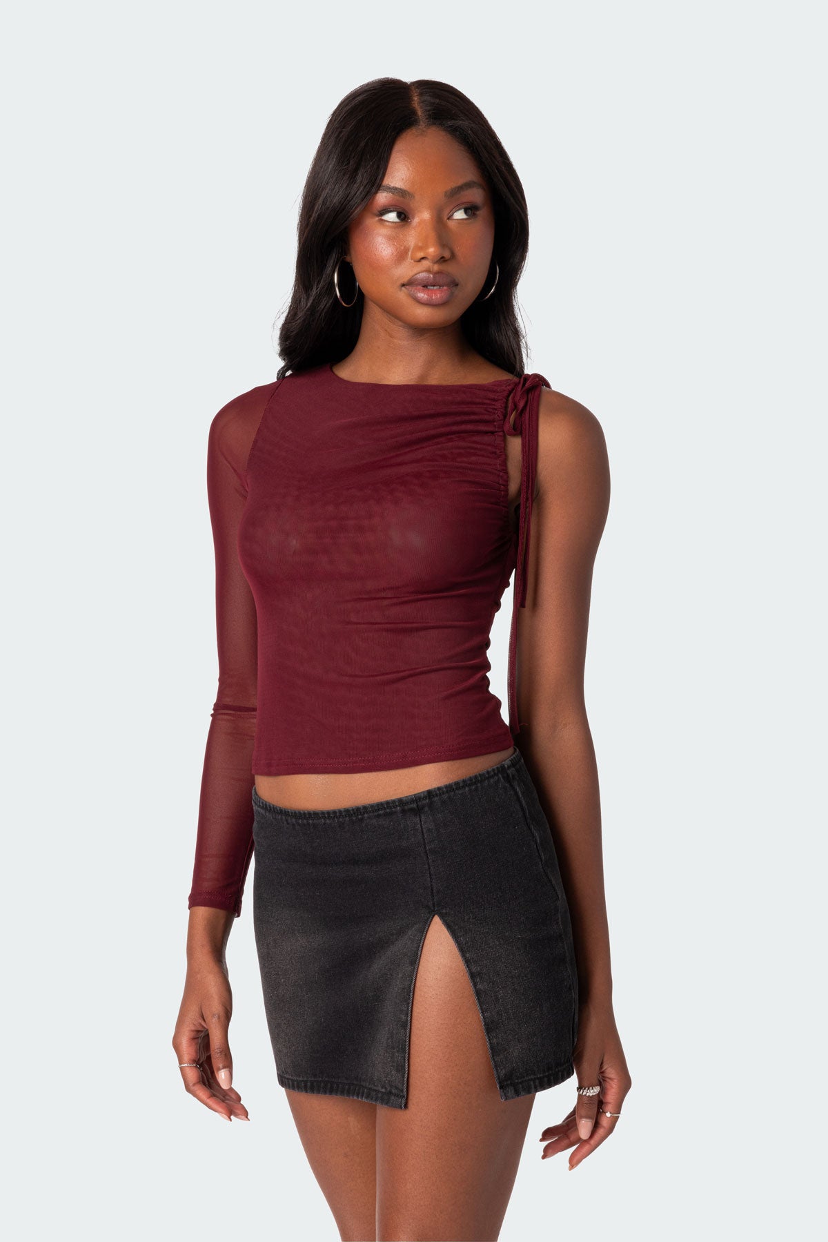 Jupiter One Shoulder Mesh Top