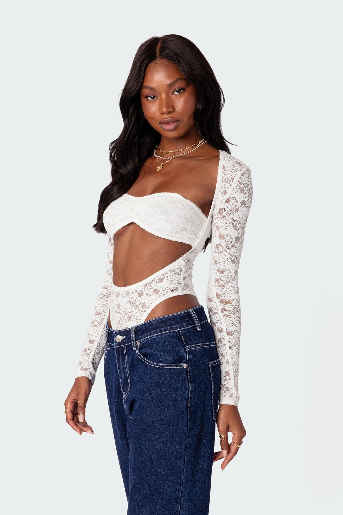 Zoey Sheer Lace Two Piece Bodysuit