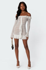 Textured Sheer Lace Mini Dress