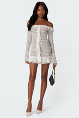 Textured Sheer Lace Mini Dress