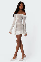 Textured Sheer Lace Mini Dress