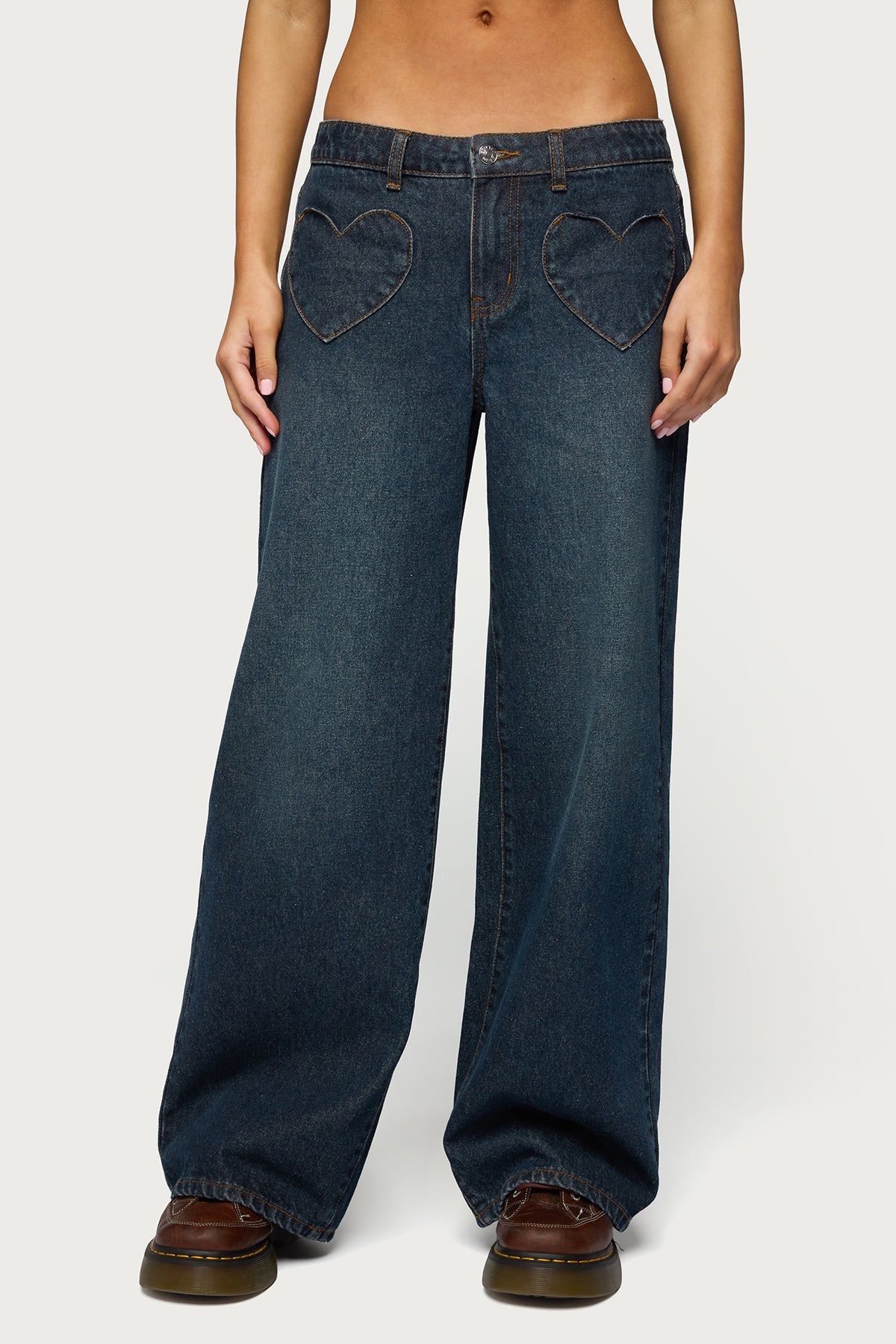 Heart Pockets Low Rise Baggy Jeans