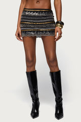 Neah Mixed Sequin Mini Skirt