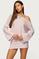 Off Shoulder Sequin Knit Mini Dress