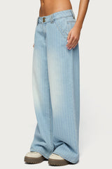 Cory Striped Low Rise Baggy Jeans
