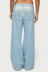 Cory Striped Low Rise Baggy Jeans