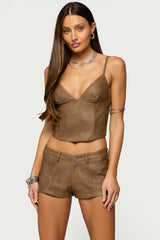 Idara Faux Leather Corset