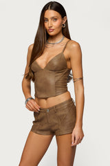 Idara Faux Leather Corset