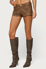 Idara Faux Leather Micro Shorts
