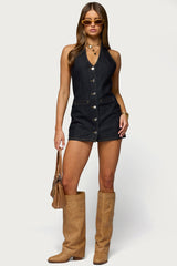 Destinee Denim Halter Mini Dress
