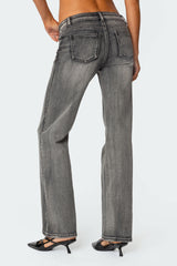 Boot Cut Washed Low Rise Jeans