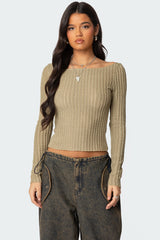 Textured Sheer Boat Neck Top