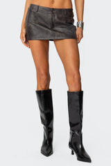 Sadaf Faux Leather Mini Skort