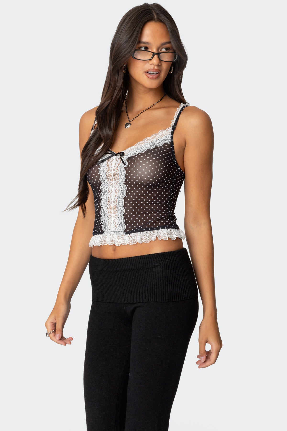 Polka Dot Sheer Mesh Tank Top