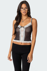 Polka Dot Sheer Mesh Tank Top