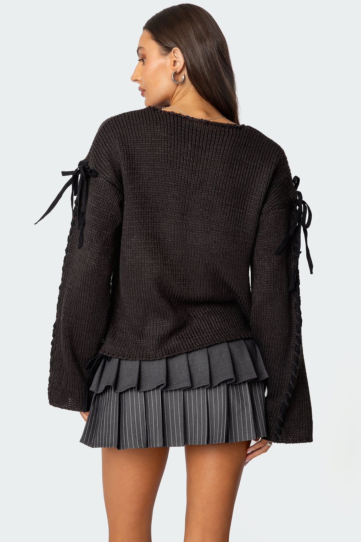 Amelia Lace Up Sleeve Sweater