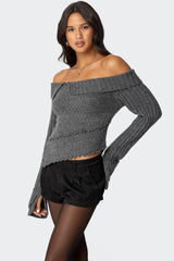 Mikkie Asymmetric Fold Over Knit Top