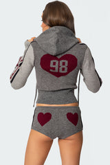 Heart Knit Zip Up Hoodie