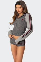 Heart Knit Zip Up Hoodie