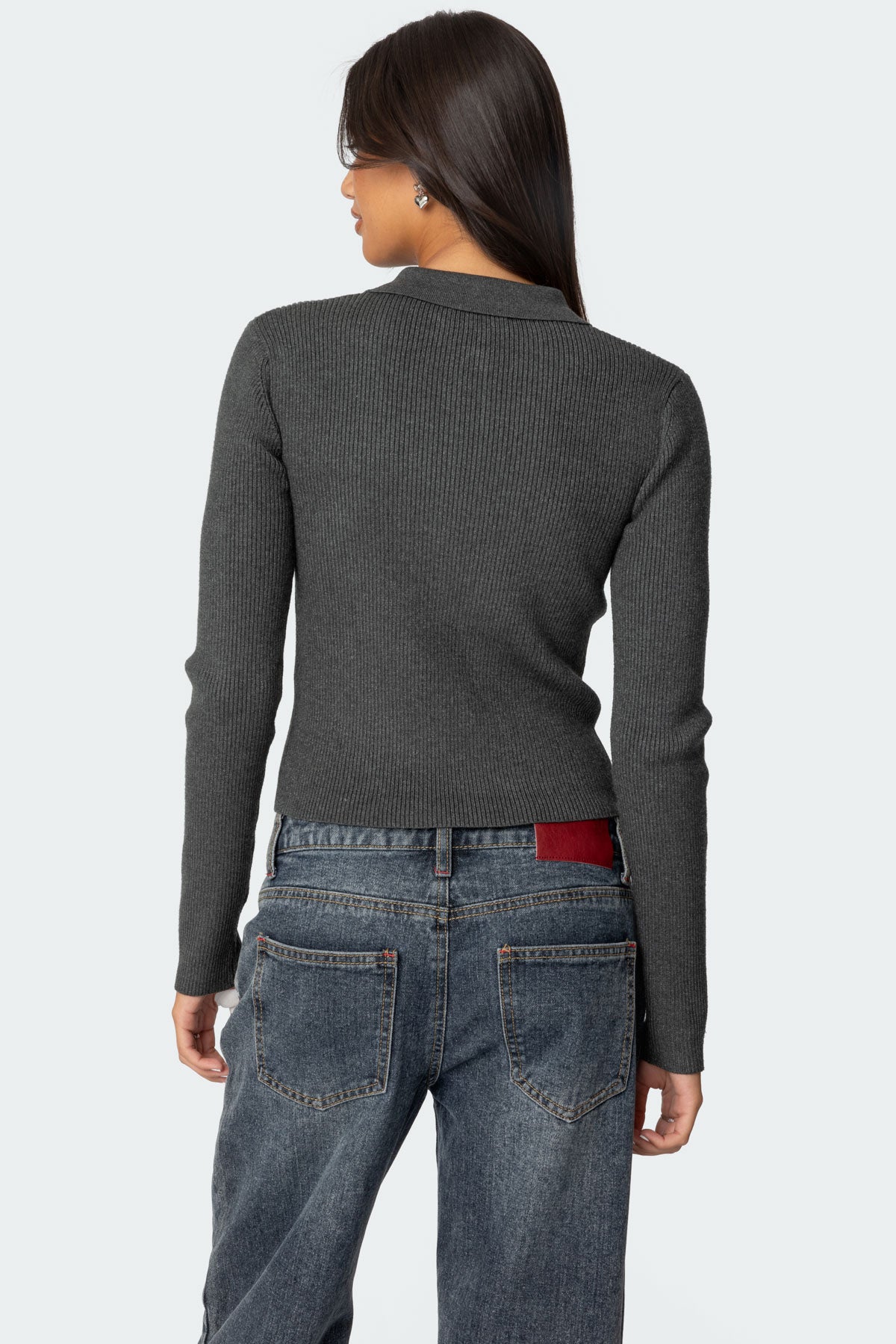 Mollie Collared Ribbed Knit Top