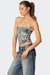 Camo Contrast Tank Top