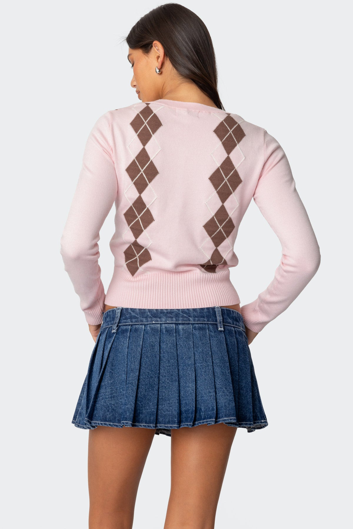 Argyle V Neck Knit Sweater