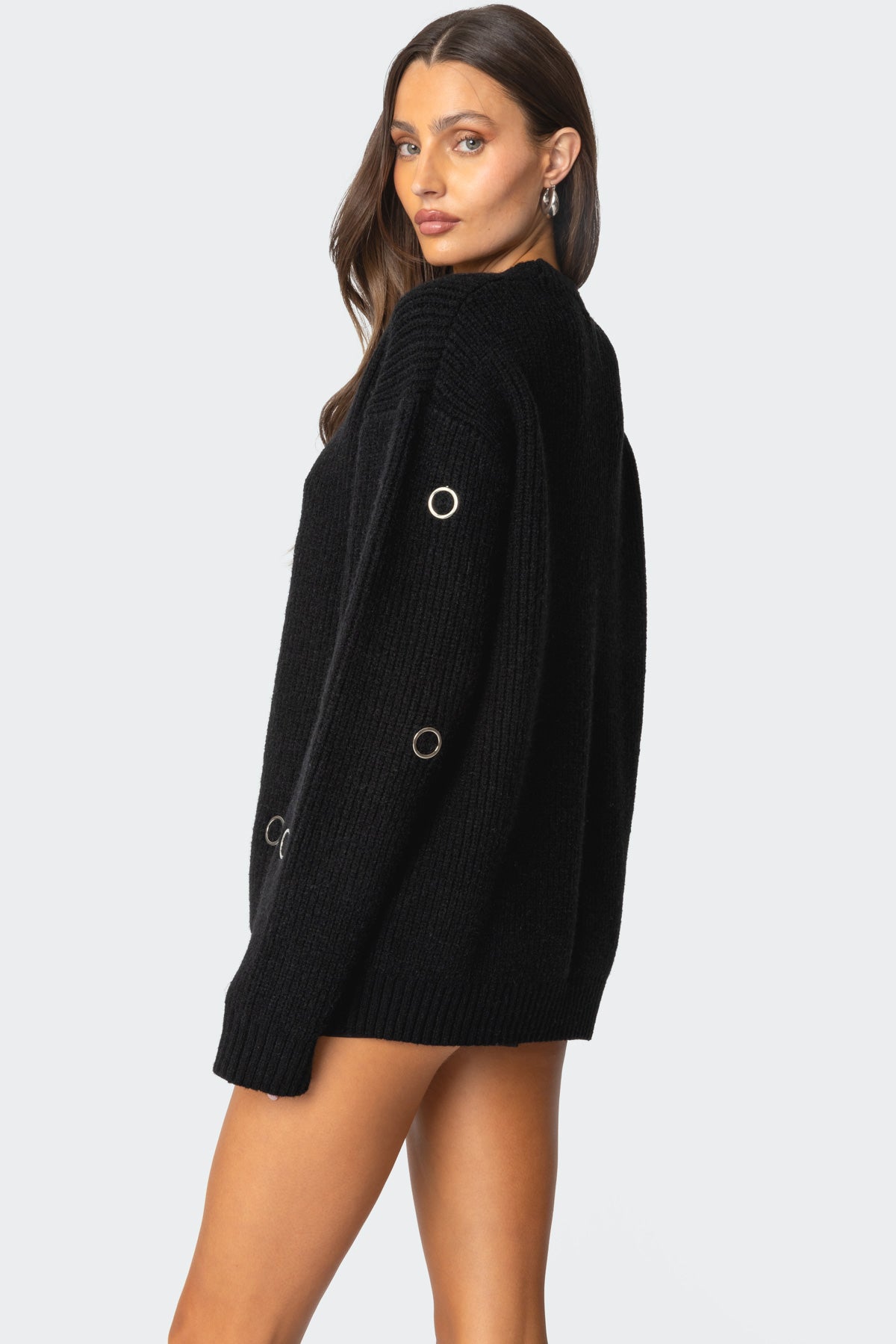 Ellia Grommet Oversized Sweater