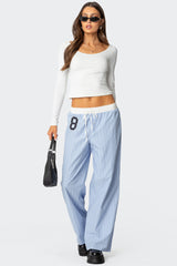 Erez Contrast Waist Striped Pants