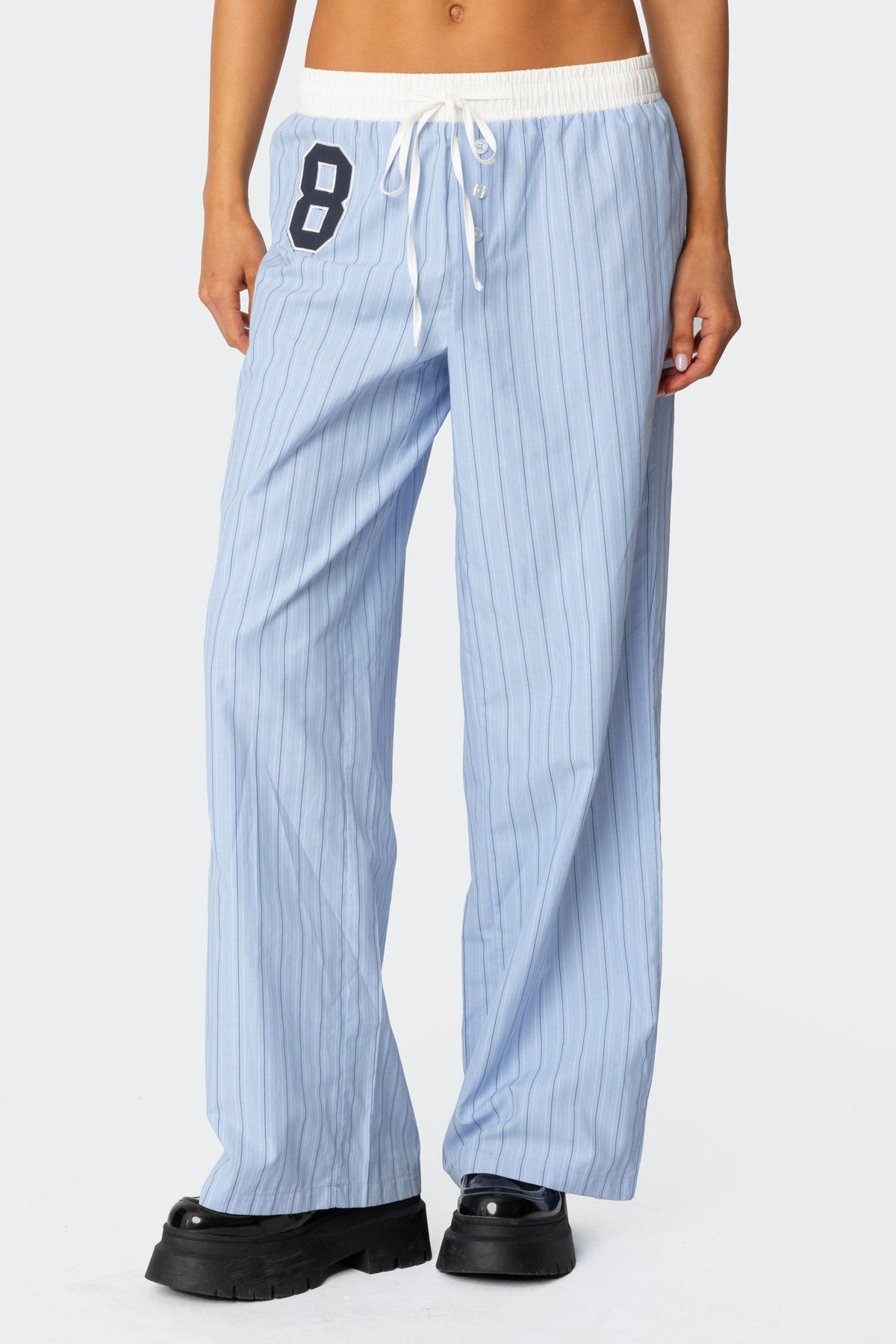 Erez Contrast Waist Striped Pants