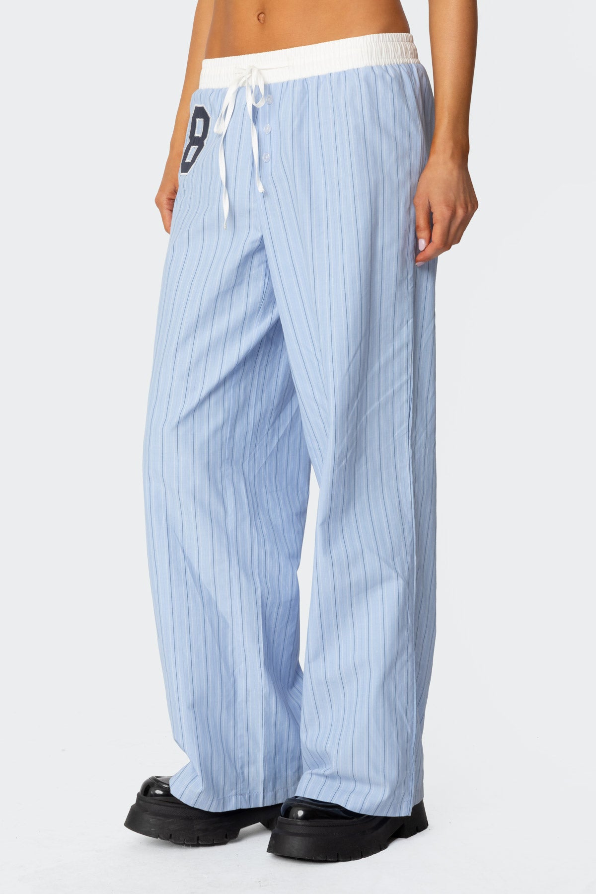 Erez Contrast Waist Striped Pants