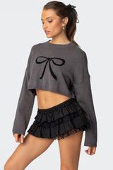 Knit Bow Cropped Sweater