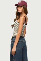 Gretta Striped Ribbed Tank  Top
