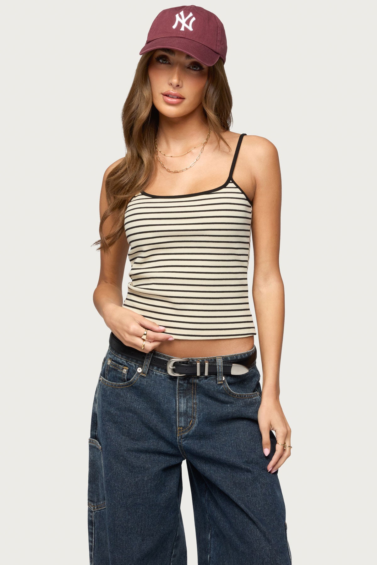 Gretta Striped Ribbed Tank  Top