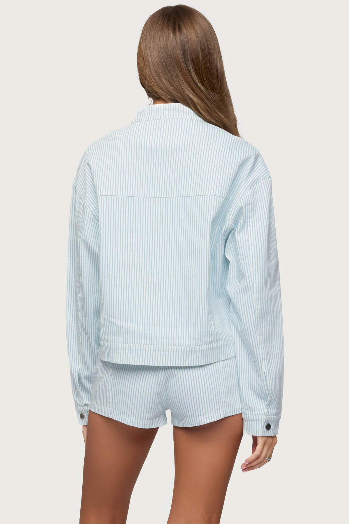 Myah Pinstripe Moto Jacket