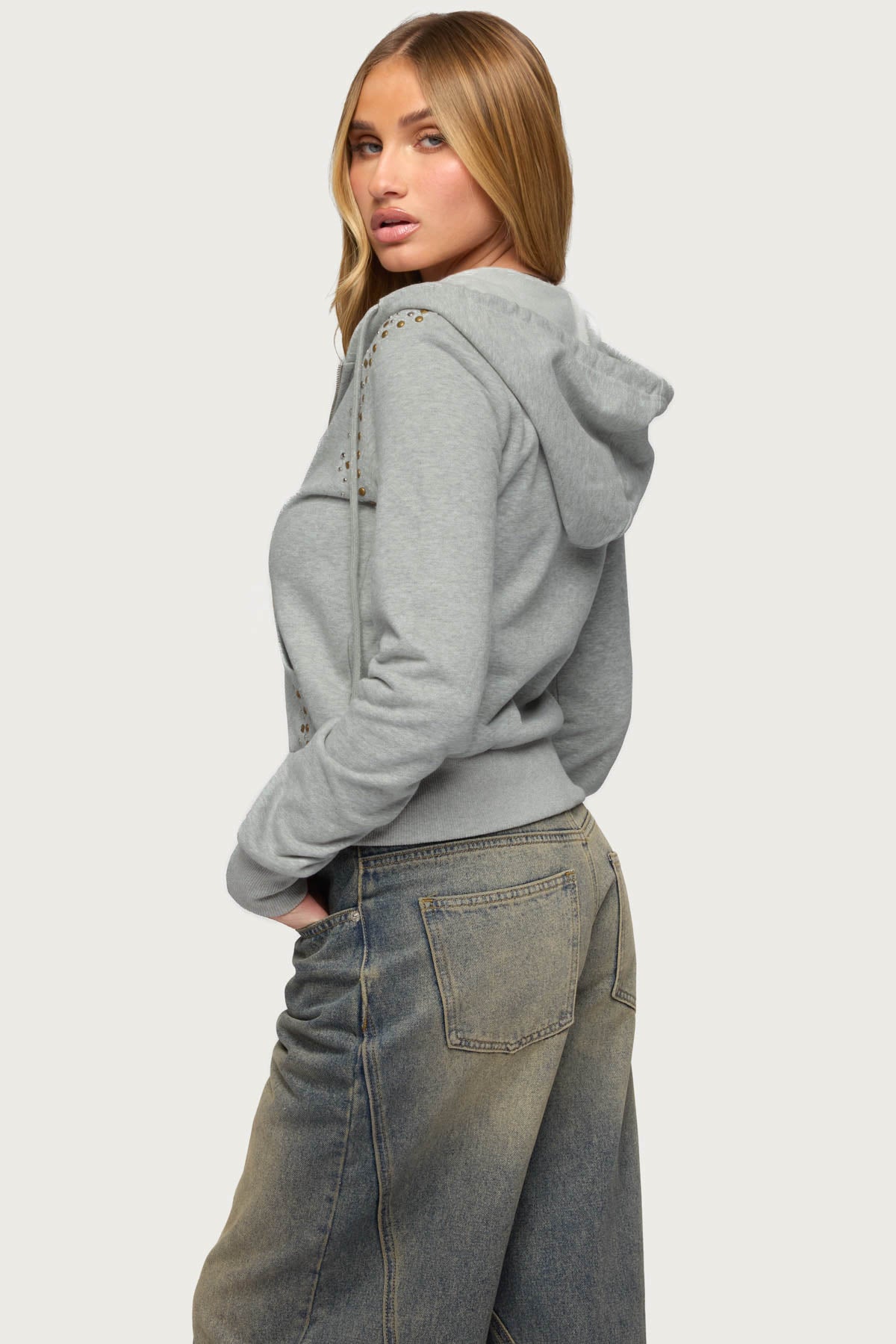 Patricia Studded Zip Up Hoodie