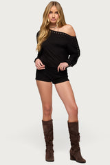 Paola Off Shoulder Stud Top