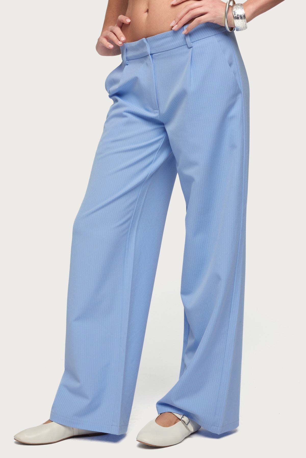 Pinstripe Tailored Straight Leg Trousers