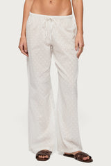 Embroidered Polka Dot Sheer Cotton Trousers